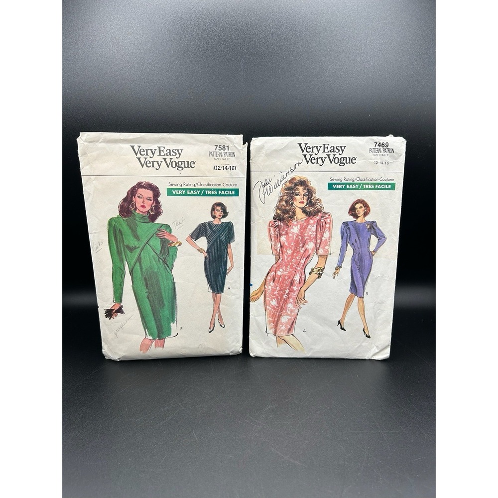 VTG Lot 2 7581 7469 Vogue Sewing Pattern UNCUT Dress Size 12 14 16